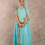 Sky Blue Gottapatti Poshak Set | Premium Bamber Satin | Jaipurio Designer Collection